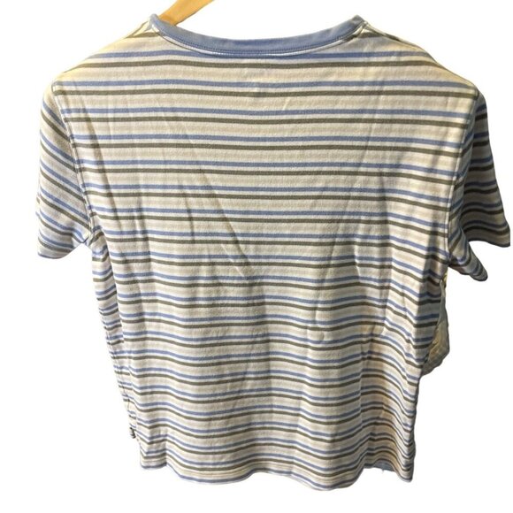 Kim Rogers Multicolor Striped V Neck Short Sleeve Top Sz M - Picture 2 of 7